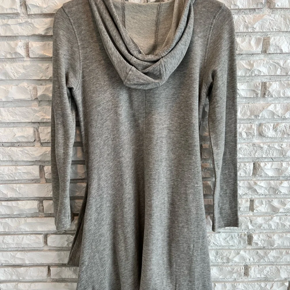 Kensie Quarter Button Jersey Dress Light Gray Drape Pockets Hood - Picture 5 of 8